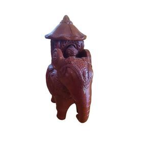 Elephant with fortress decor statue middle east vintage orange